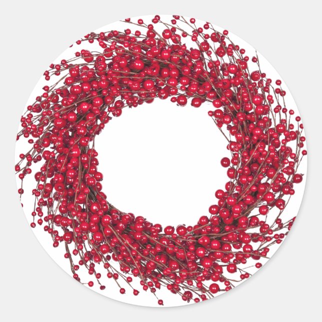 Adesivo Coroa de Natal Moderna de Frutas Vermelhas (Frente)