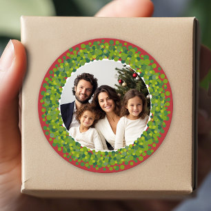 Adesivo Coroa de Natal Moderna Vermelha e Verde