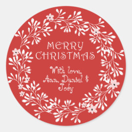 Adesivo Coroa de Natal Personalizada Alegre Vermelha e Bra