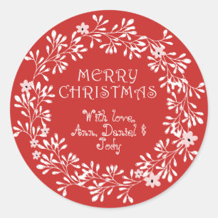 Adesivo Coroa de Natal Personalizada Alegre Vermelha e Bra