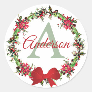 Adesivo Coroa de Natal personalizada Clássica Circular Sti