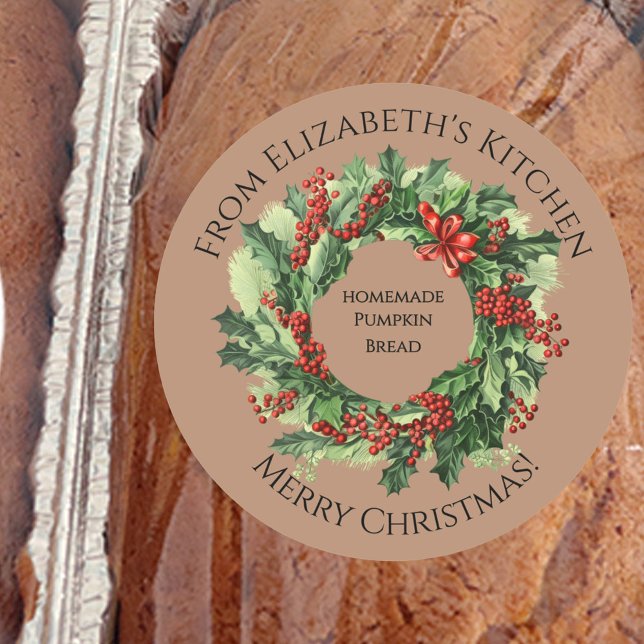 Adesivo Coroa de Natal Presente de Comida Caseira Marrom (Criador carregado)