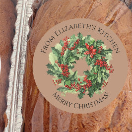 Adesivo Coroa de Natal Presente de Comida Caseira Marrom