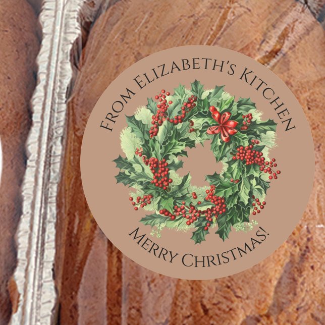 Adesivo Coroa de Natal Presente de Comida Caseira Marrom (Criador carregado)