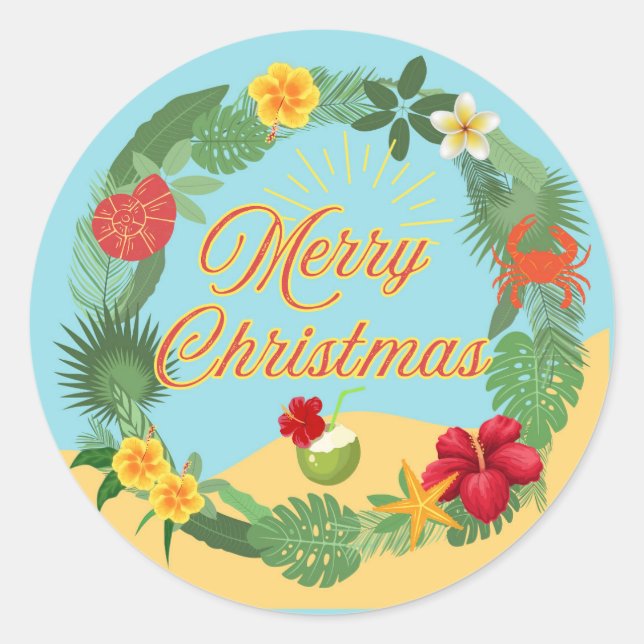 Adesivo Coroa de Natal Tropical (Frente)