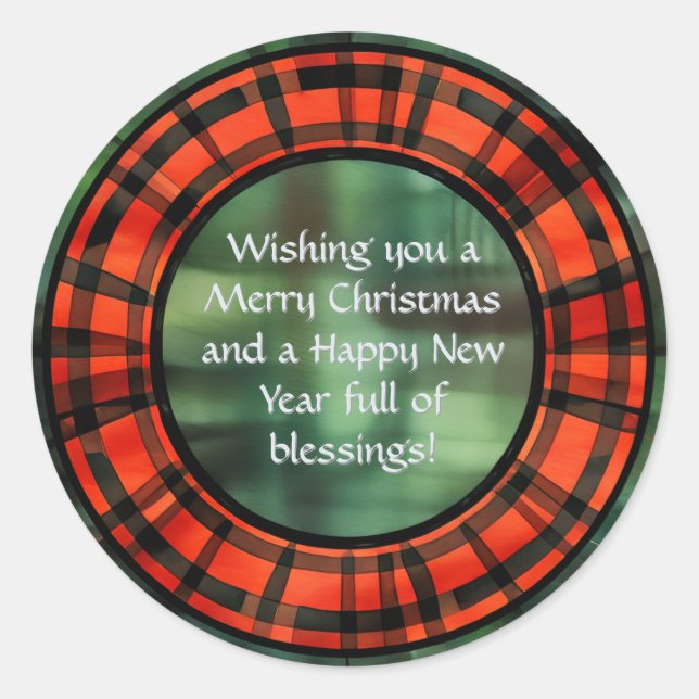 Adesivo Coroa de Natal Xadrez (Frente)