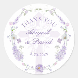Adesivo Coroa de Noiva Religiosa Lilás Lavanda Floral