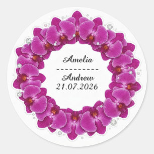 Adesivo Coroa de Orquídea Roxa para Casamento Decoração