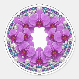 Adesivo Coroa de Orquídea Roxa para Casamento Decoração