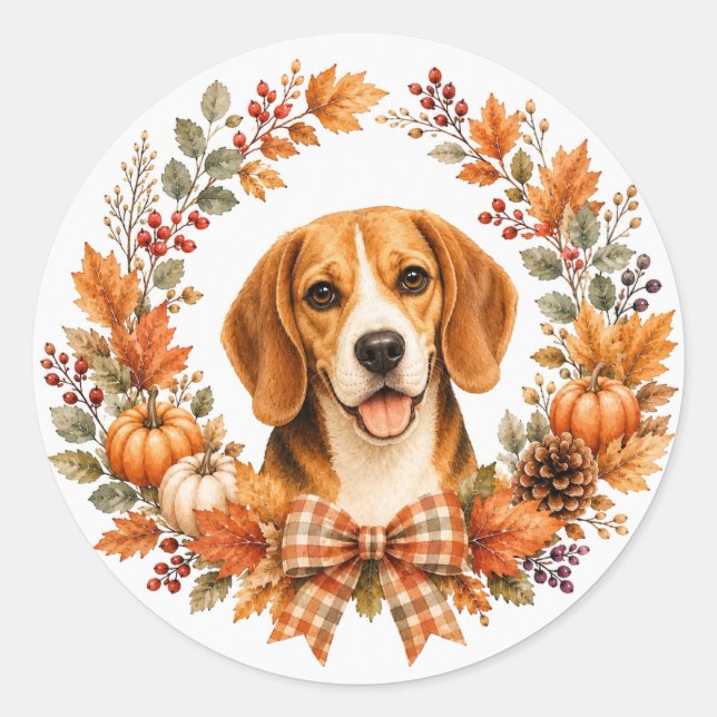 Adesivo Coroa de Outono Beagle (Frente)