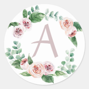 Adesivo Coroa de peônia da primavera com letra personalizá