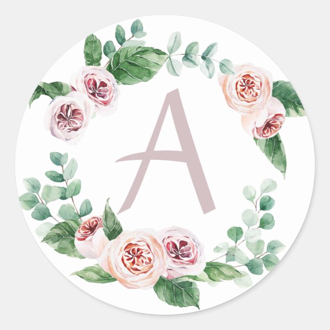 Adesivo Coroa de peônia da primavera com letra personalizá (Frente)