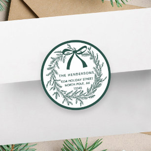 Adesivo Coroa de pinheiro de Natal simples verde Endereço