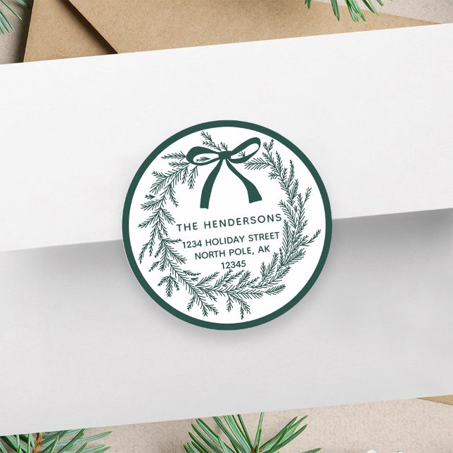 Adesivo Coroa de pinheiro de Natal simples verde Endereço  (Criador carregado)
