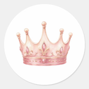 Adesivo Coroa de Princesa Rosa Elegante Aquarela Clássica