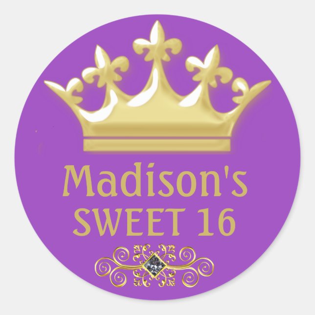 Adesivo Coroa de Príncipes Dourados personalizados em Purp (Frente)