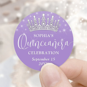 Adesivo Coroa de Quinceañera Elegantes Faíscas Lilás Roxo