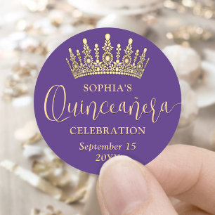 Adesivo Coroa de Quinceañera Simplesmente Elegante Roxo e