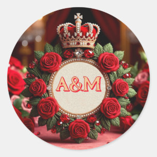 Adesivo 👑 Coroa de Rosa Personalizada com Monograma e Nom