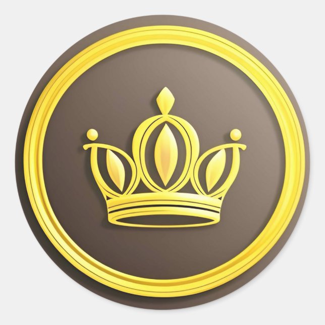 Adesivo Coroa Dourada Elegante 👑 Símbolo Real de Luxo Art (Frente)