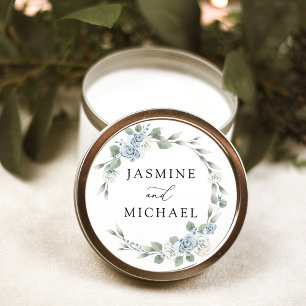 Adesivo Coroa Floral Azul Empoeirada Elegante Casamento