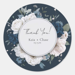 Adesivo Coroa Floral de Casamento Azul Naval Branco Temper