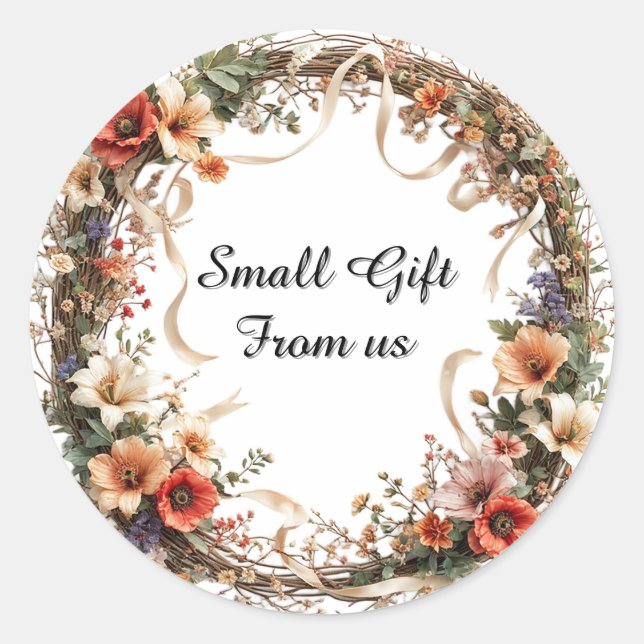 Adesivo 🌸 Coroa Floral de Flores Silvestres com Texto Per (Frente)