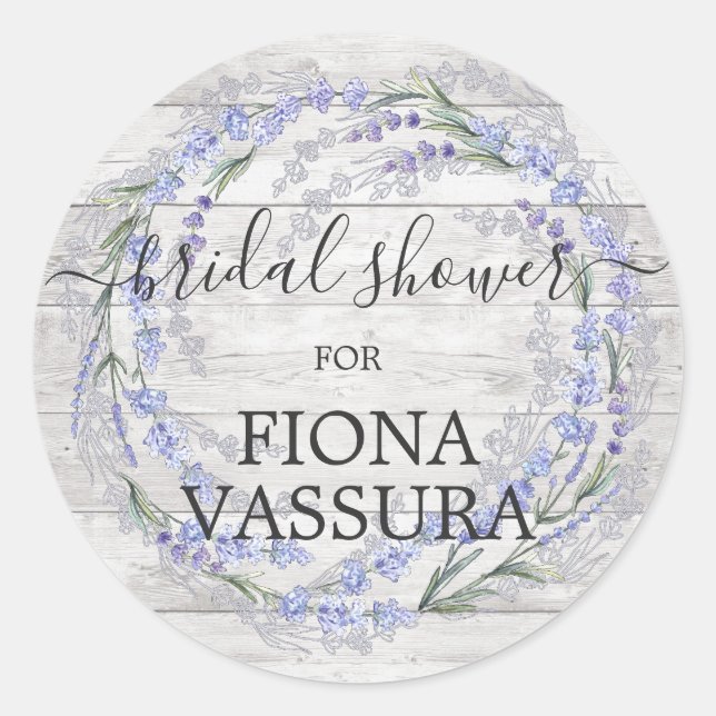 Adesivo Coroa Floral de Lavanda em Madeira Rústica para Ch (Frente)