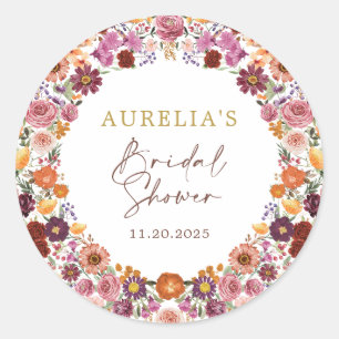 Adesivo Coroa Floral Outonal Rústica Chá de Noiva
