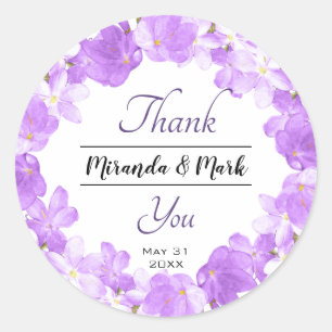 Adesivo Coroa Floral Roxa Aquarela Casamento Agradecimento