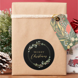 Adesivo Coroa Minimalista de Natal Preto