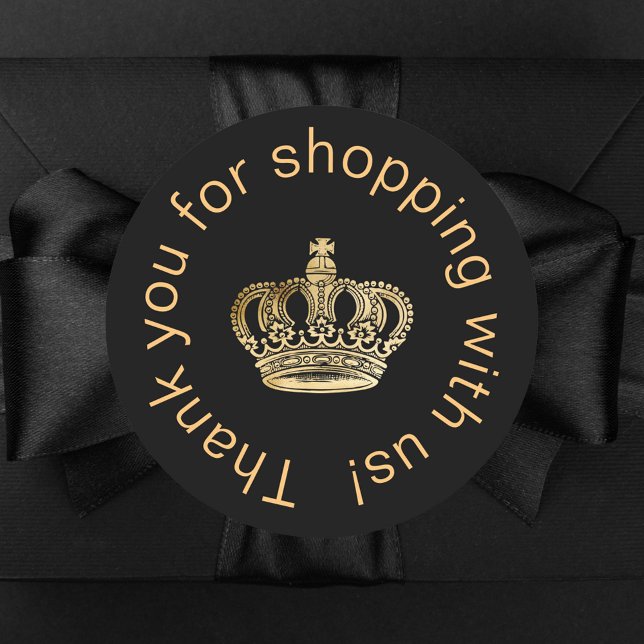 Adesivo Coroa preta de ouro obrigado você (Criador carregado)