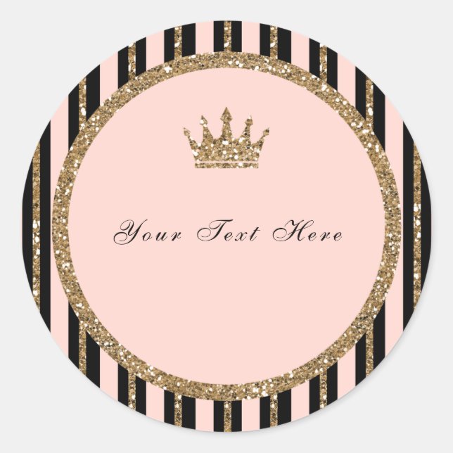 Adesivo Coroa Princesa Sweet 16 Dourado Rosa com Glitter e (Frente)