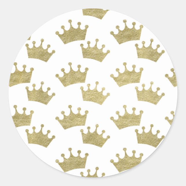 Adesivo Coroa Real Dourada Chuvada de Bebê Princesa Conto  (Frente)