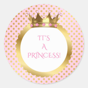 Adesivo Coroa Real Princesa Pontos Rosa e Dourado