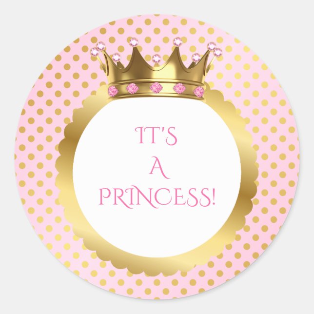 Adesivo Coroa Real Princesa Pontos Rosa e Dourado (Frente)