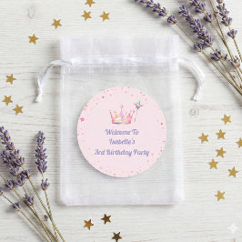 Adesivo Coroa Real Princesa Rosa 3º Aniversário Bem-vindo
