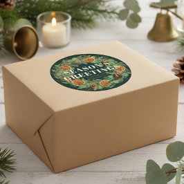 Adesivo Coroa Rústica de Laranja Seca com Pinheiro Verde p