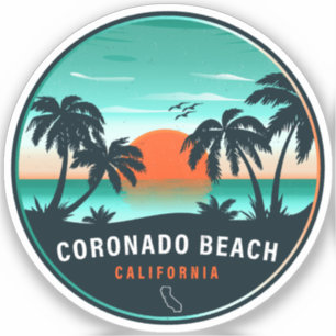 Adesivo Coronado Beach California Retro Sunset Souvenirs