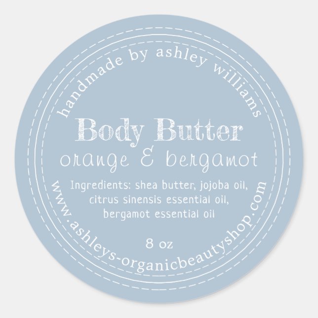 Adesivo Corpo de Manteiga Orgânica Azul (Frente)