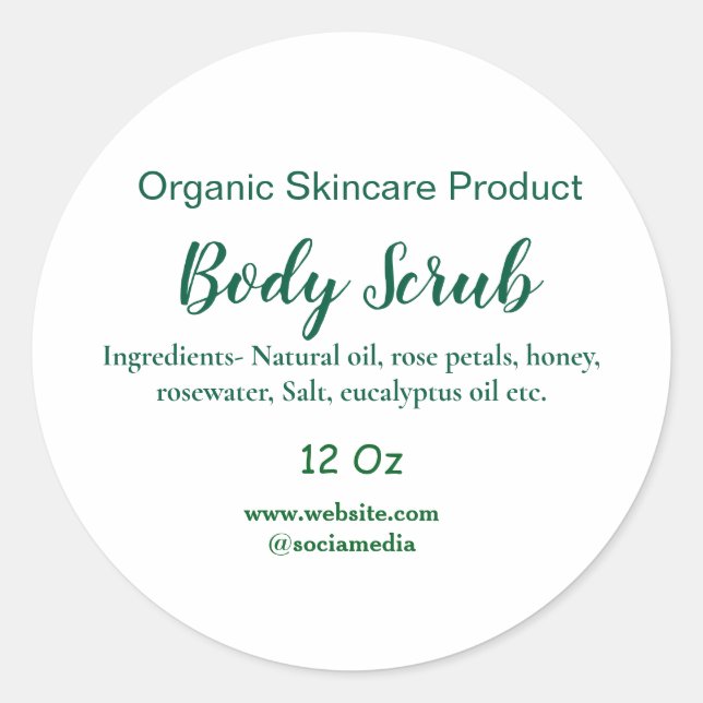 Adesivo Corpo natural verde orgânico esfregar manteiga adi (Frente)