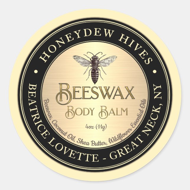 Adesivo Corpo Rótulo do Balão Rainha Abelha Metálica Doura (Frente)