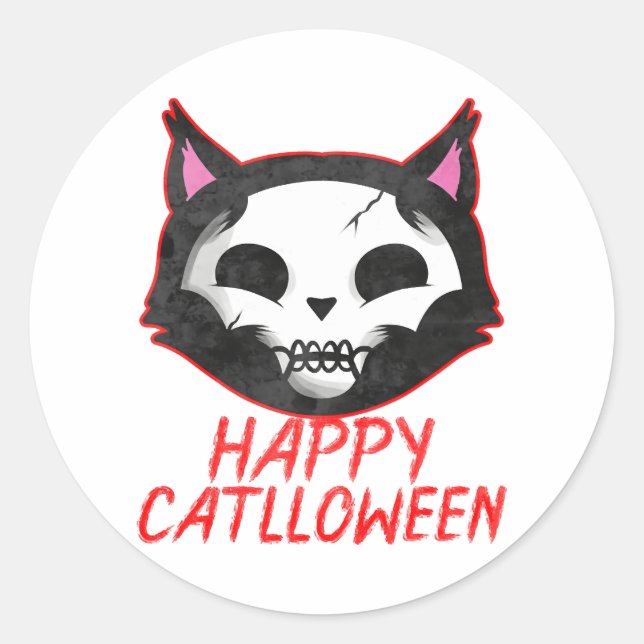 Adesivo Corpse Paint Cat Feliz Catlloween (Frente)