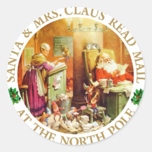 Adesivo Correio do papai noel & da Sra. Claus Leitura no