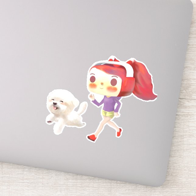 Adesivo Correndo com Cachorro pelo Mar (Detalhe)
