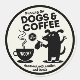 Adesivo Correndo com Cachorros e Café