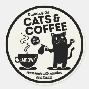 Adesivo Correndo em Gatos e Café