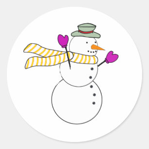 Adesivo Correndo Snowman com Scarf no Vento