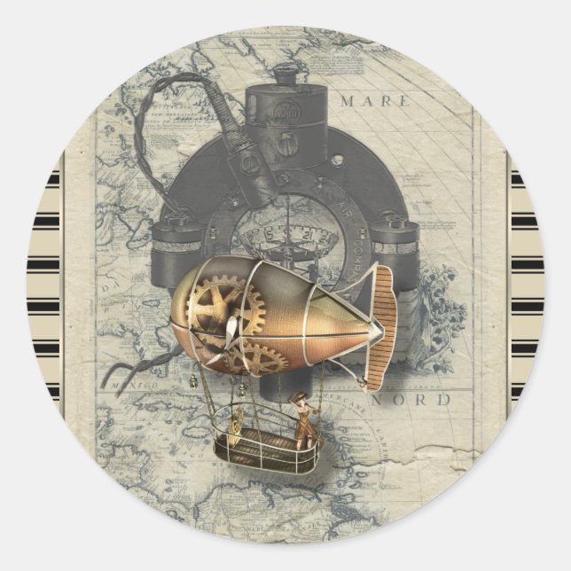 Adesivo Corrida de Balão Dirigível Steampunk (Frente)