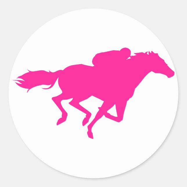 Adesivo Corrida de Cavalo Rosa Quente; Cavalo Raça (Frente)